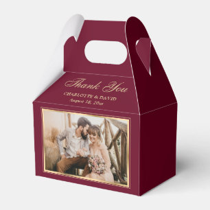 Custom Burgundy Wedding Photo Thank You Favor Box