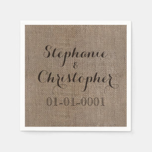 Custom Burlap-Look Rustic Wedding Bridal Shower Napkin