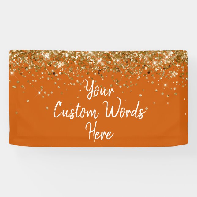 Custom Burnt Orange Gold Birthday Party Photo Prop Banner (Horizontal)