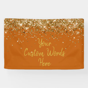 Custom Burnt Orange Gold Birthday Party Photo Prop Banner