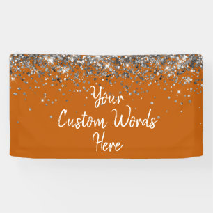 Custom Burnt Orange & Silver Birthday Party Photo Banner