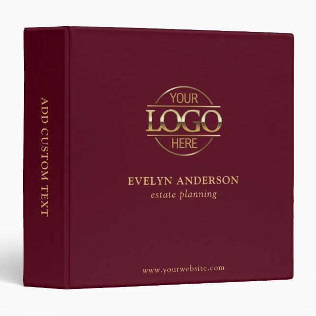 Custom Busines Logo Professional Corporate Records Binder (Front/Spine)
