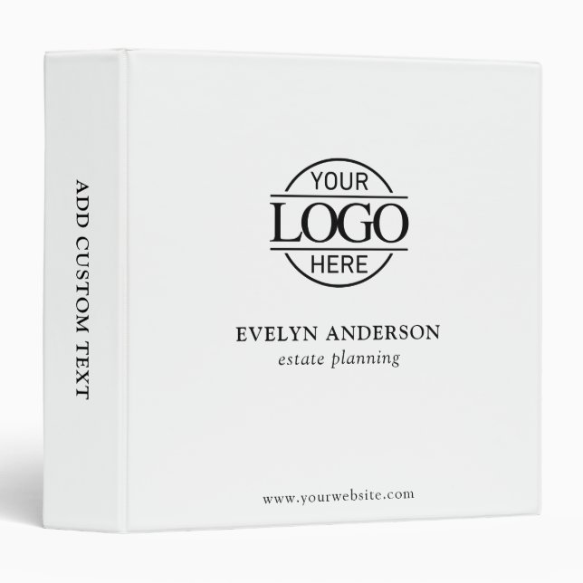 Custom Busines Logo Professional Corporate Records Binder (Front/Spine)
