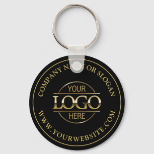 Custom Busines Logo Promotional Black and Gold Keychain