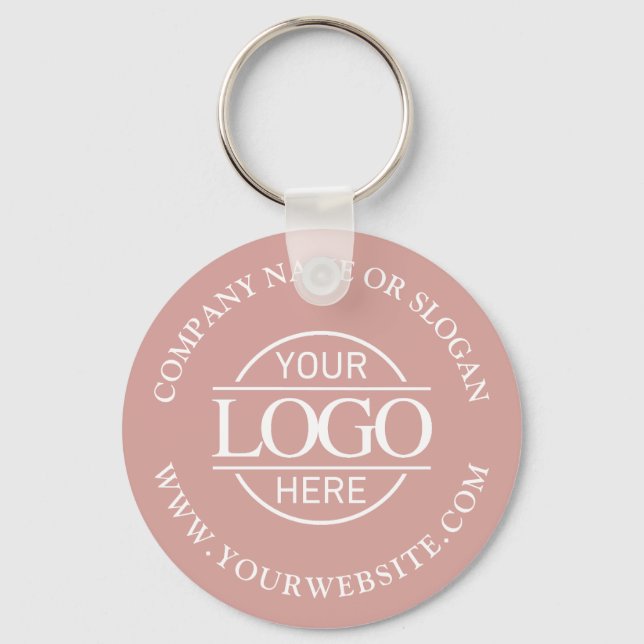 Custom Busines Logo Promotional Dusty Rose Keychain (Front)