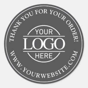 Custom Busines Logo Promotional Grey and White Classic Round Sticker