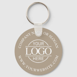 Custom Busines Logo Promotional Taupe Beige Keychain