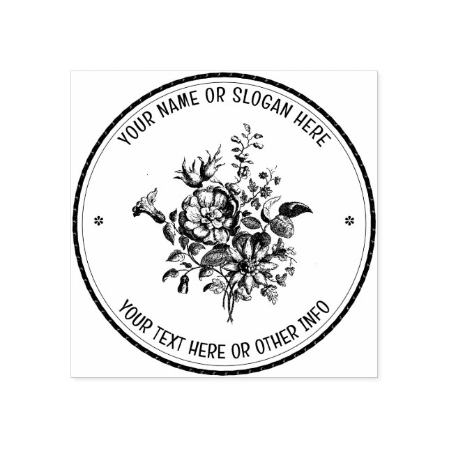 Custom Busines Logo stamp ELEGANT FLORAL BOTANICAL (Imprint)