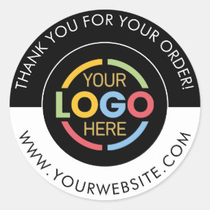 Custom Busines Round Logo Promotional Black White Classic Round Sticker