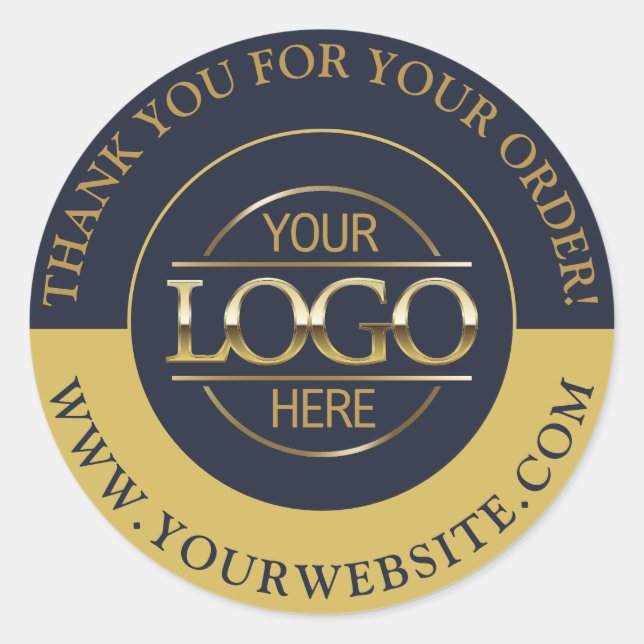 Custom Busines Round Logo Promotional Navy Blue Classic Round Sticker (Front)