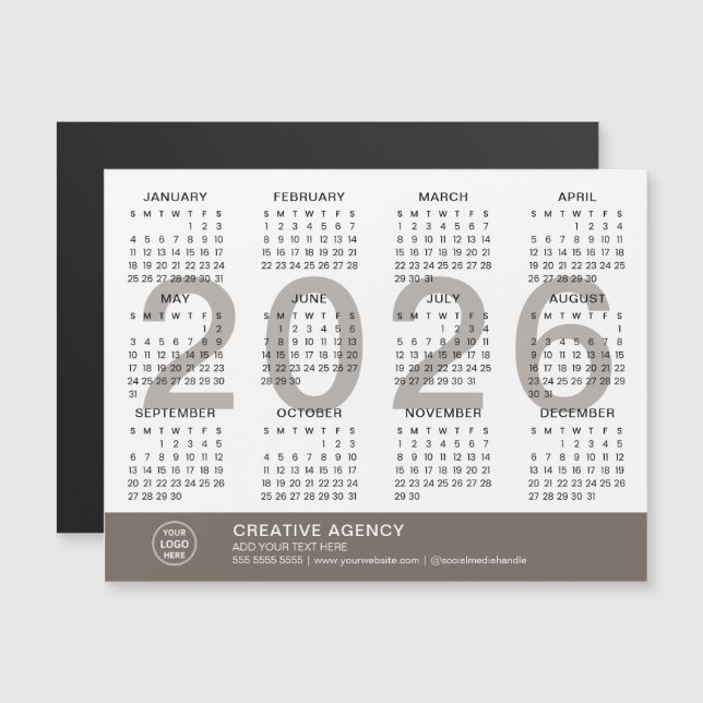 Custom Business 2026 Magnetic Calendar (Front/Back)