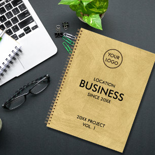 Custom Business Add Logo Gold Textured  Notebook
