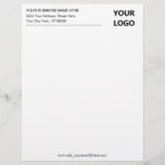 Custom Business Address Info Letterhead with Logo<br><div class="desc">Your Colour and Font - Simple Personalized Black White Business Office Letterhead with Your Logo - Add Your Logo - Image / Business Name - Company / Address - Contact Information - Resize and move or remove and add elements / image and text with customization tool. Choose your text /...</div>