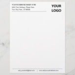 Custom Business Address Logo Office Letterhead<br><div class="desc">Your Colour and Font - Simple Personalized Black White Business Office Letterhead with Your Logo - Add Your Logo - Image / Business Name - Company / Address - Contact Information - Resize and move or remove and add elements / image and text with customization tool. Choose your text /...</div>