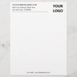 Custom Business Address Office Letterhead and Logo<br><div class="desc">Your Colour and Font - Simple Personalized Black White Business Office Letterhead with Your Logo - Add Your Logo - Image / Business Name - Company / Address - Contact Information - Resize and move or remove and add elements / image and text with customization tool. Choose your text /...</div>