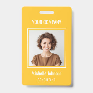 Custom Business Basic Simple Employee Name Photo Badge