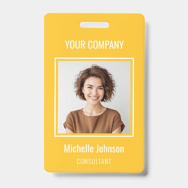 Custom Business Basic Simple Employee Name Photo Badge (Front)