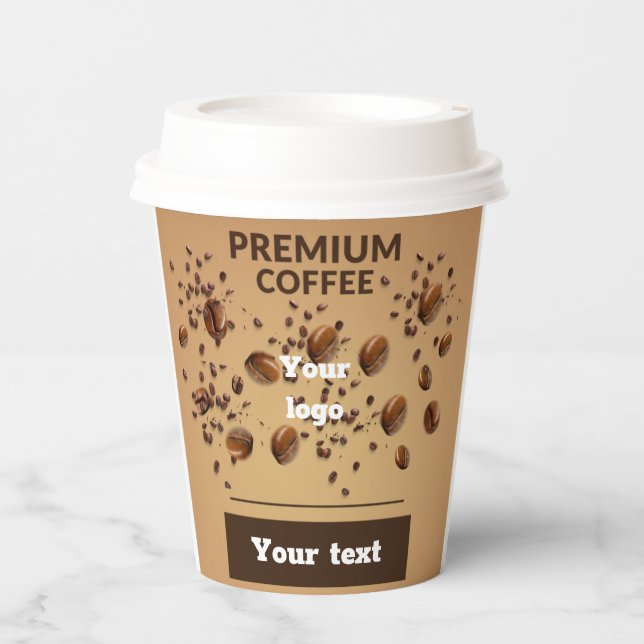 Custom Business branding company modern coffee Paper Cups (Front)