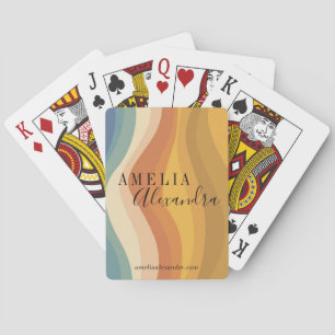 Custom Business Branding Retro Stripe Yellow Blue Playing Cards