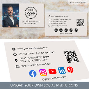 Custom Business Card Photo Logo Social Media