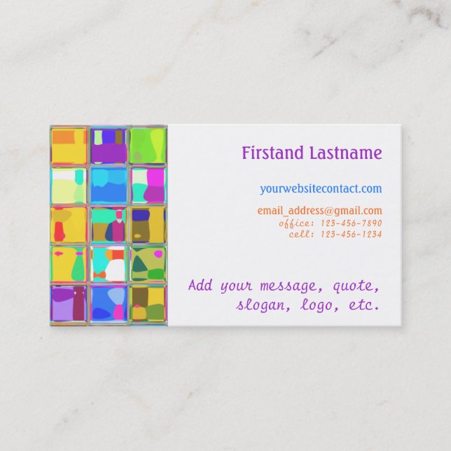 Custom Business Cards Deco Glass Tile Digital Art (Front)