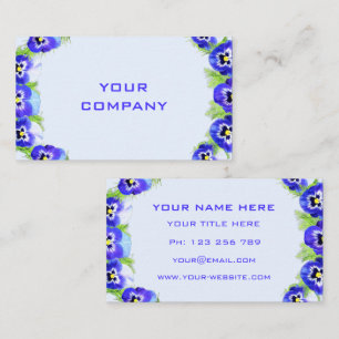 Custom Business Cards Example with Violets Flowers