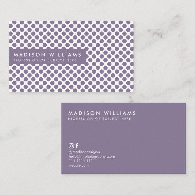 Custom Business Cards Minimal Polka Dot Stylish (Front/Back)