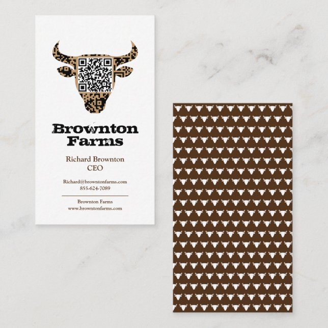 Custom Business Cards Western Cowboy Farm QR Code (Front/Back)