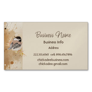 Custom Business Chickadee Bird Business Magnetic Business Card