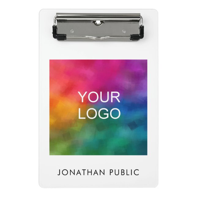 Custom Business Company Corporate Logo Add Text Mini Clipboard (Front)