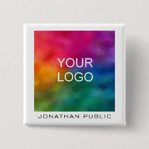 Custom Business Company Corporate Logo Text 2 Inch Square Button