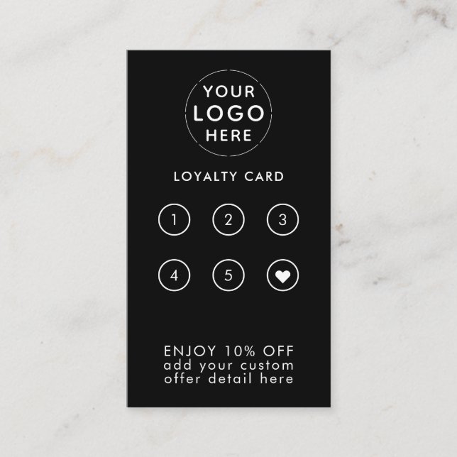 Custom Business Company Corporate Your Logo Black Loyalty Card (Front)