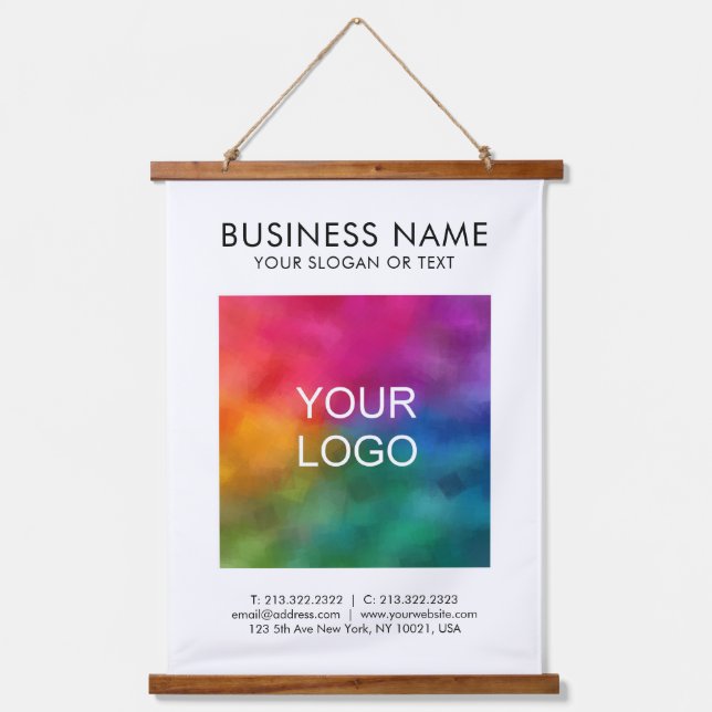 Custom Business Company Logo Add Text Template Hanging Tapestry (Front)