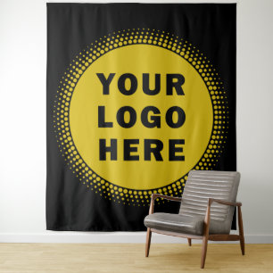 Custom Business Company Logo Black Tapestry