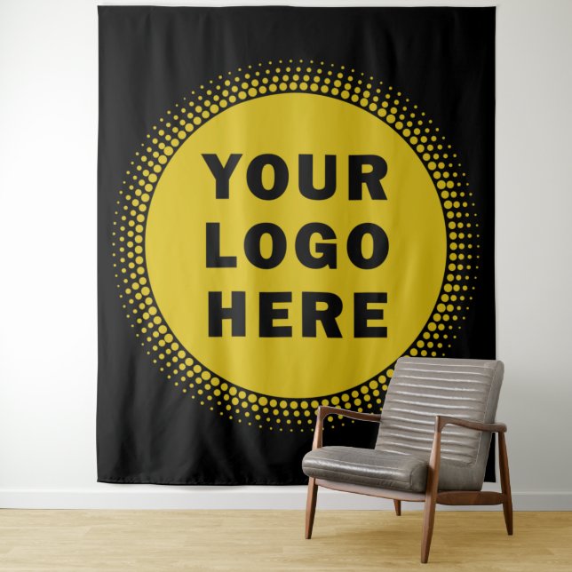 Custom Business Company Logo Black Tapestry (In Situ)