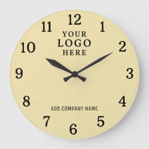 Custom Business Company Logo Branded Yellow Office Large Clock