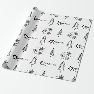 Custom Business Company Logo Christmas Gift White Wrapping Paper