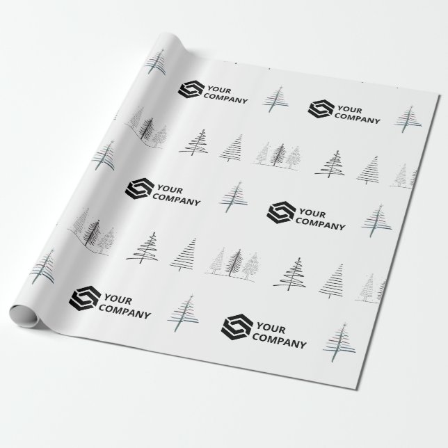 Custom Business Company Logo Christmas Gift Wrapping Paper (Unrolled)