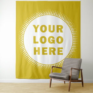 Custom Business Company Logo Gold Tapestry