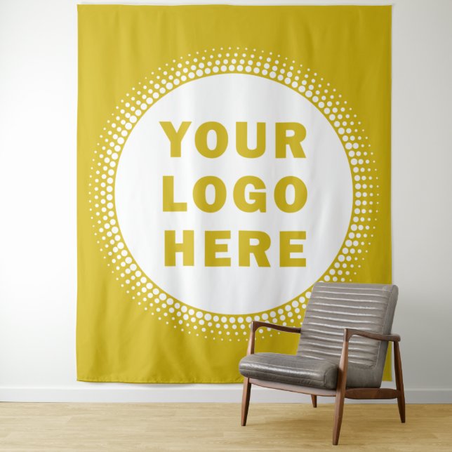 Custom Business Company Logo Gold Tapestry (In Situ)
