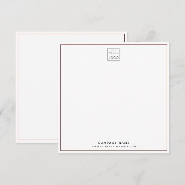 Custom Business Company Logo Maroon Square   Card (Front/Back)