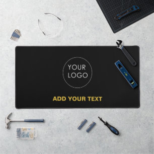 Custom Business Company Logo Modern Black  Desk Mat