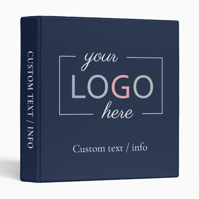 Custom Business Company Logo Navy Blue  Binder (Front/Spine)