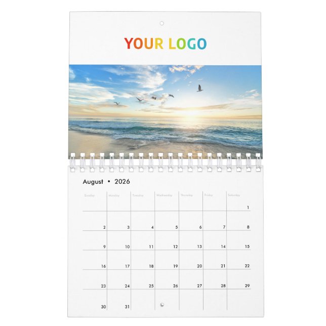 Custom Business Company Logo Office Photo Calendar (Aug 2026)