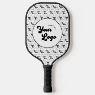 Custom Business Company Logo Pattern Black & White Pickleball Paddle