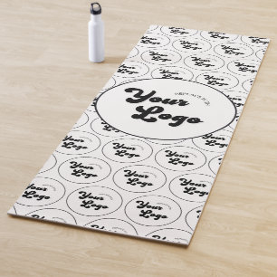 Custom Business Company Logo Pattern Black & White Yoga Mat