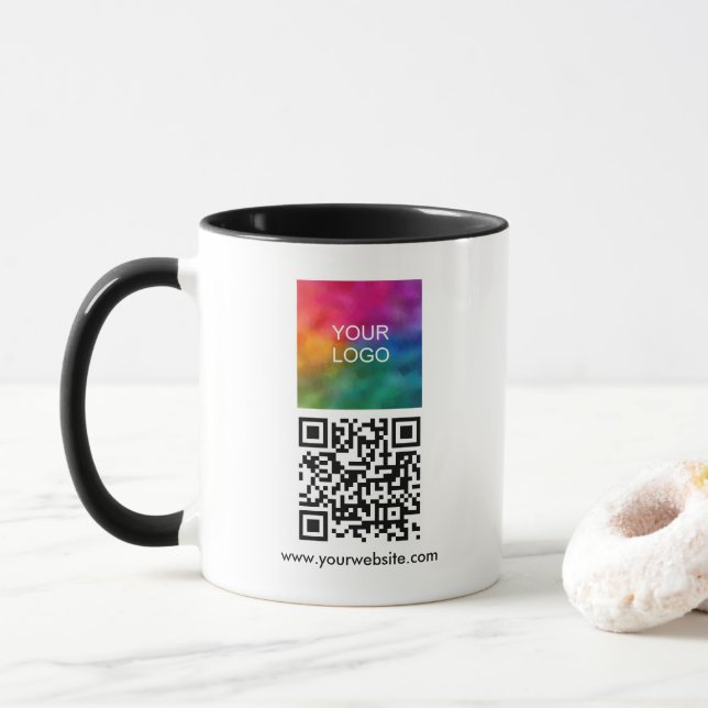 Custom Business Company Logo QR Code Combo Mug (With Donut)