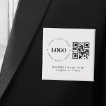 Custom Business Company Logo QR Code Minimalist  2 Inch Square Button<br><div class="desc">Promote your business with this modern button,  featuring custom logo,  QR Code & text. Easily add your logo by clicking on the "personalize" option.</div>