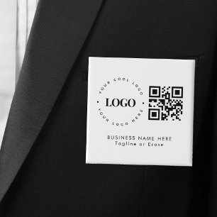 Custom Business Company Logo QR Code Minimalist  2 Inch Square Button