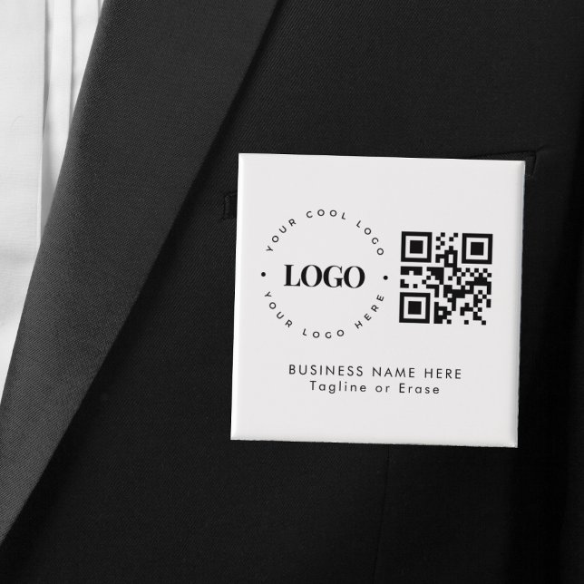 Custom Business Company Logo QR Code Minimalist  2 Inch Square Button (Creator Uploaded)